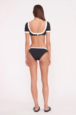 STAUD LILY SHORT SLEEVE BIKINI TOP  BLACK WHITE BLACKWHITE Discount