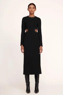 STAUD LONG SLEEVE DOLCE DRESS   BLACK Discount