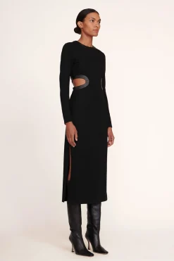 STAUD LONG SLEEVE DOLCE DRESS   BLACK Discount