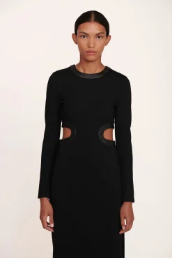 STAUD LONG SLEEVE DOLCE DRESS   BLACK Discount