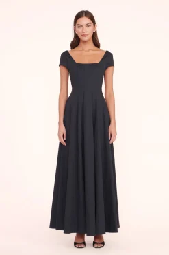 STAUD MAXI SHORT SLEEVE WELLS DRESS   BLACK Outlet