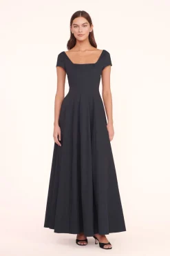 STAUD MAXI SHORT SLEEVE WELLS DRESS   BLACK Outlet