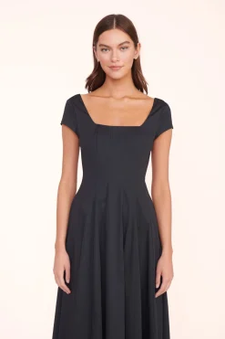 STAUD MAXI SHORT SLEEVE WELLS DRESS   BLACK Outlet
