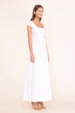 STAUD MAXI SHORT SLEEVE WELLS DRESS   WHITE Sale