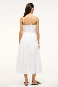 STAUD MIDI BELLA DRESS WHITE Clearance