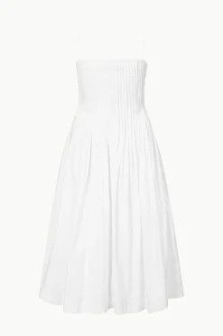 STAUD MIDI BELLA DRESS WHITE Clearance