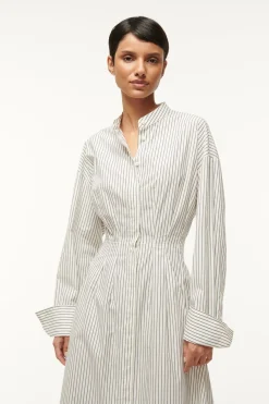 STAUD MIDI LORENZA DRESS  IVORY MICRO STRIPE IVORYMICROSTRIPE Sale