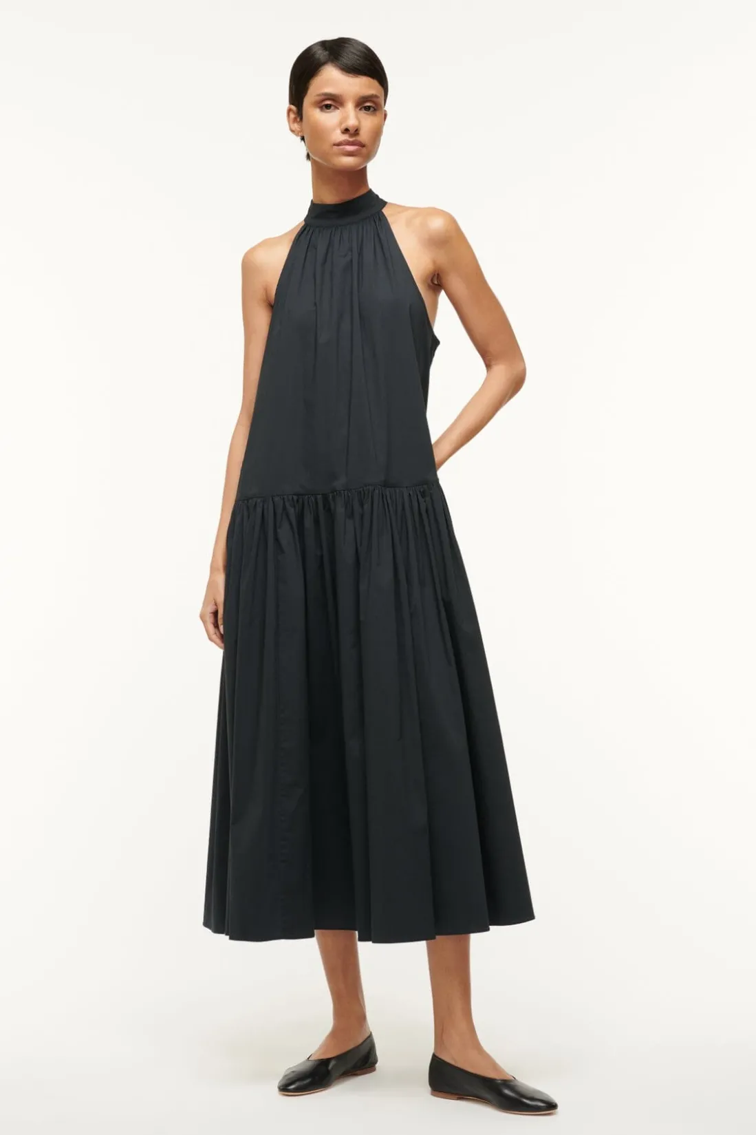 STAUD MIDI MARLOWE DRESS BLACK Outlet