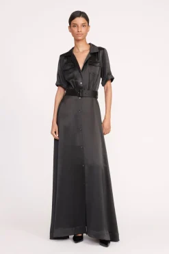 STAUD MILLIE DRESS   SATIN BLACK New