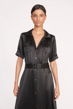 STAUD MILLIE DRESS   SATIN BLACK New