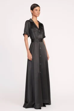 STAUD MILLIE DRESS   SATIN BLACK New