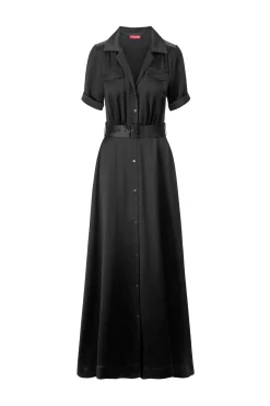 STAUD MILLIE DRESS   SATIN BLACK New