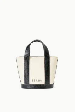 STAUD MINI ALLORA TOTE  CREAM BLACK Discount