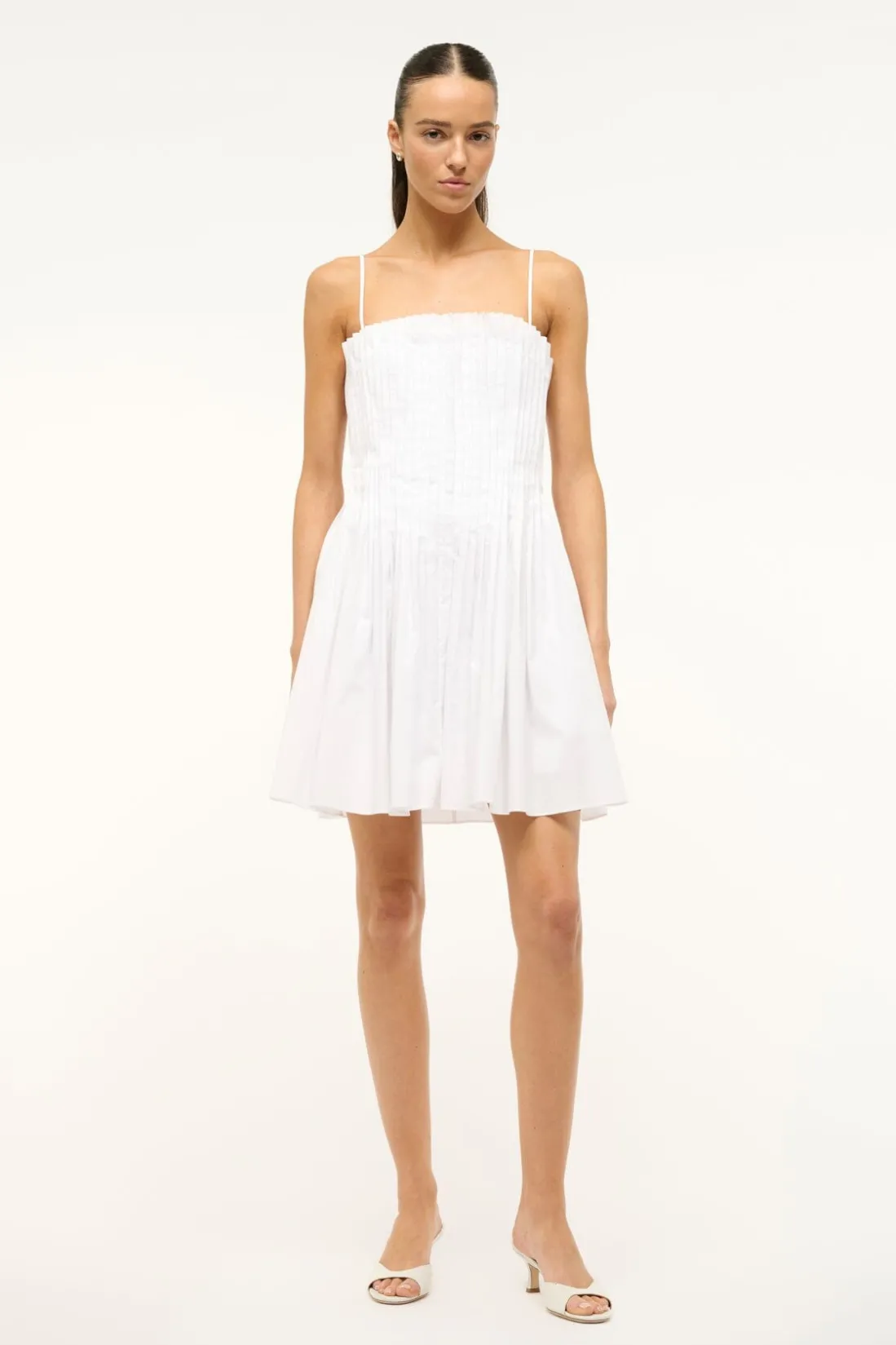 STAUD MINI BELLA DRESS WHITE Sale
