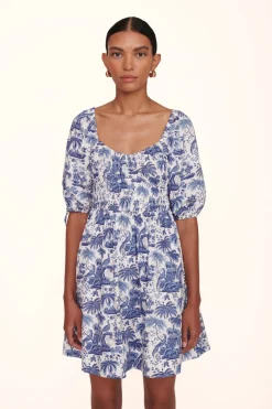 STAUD MINI FAYE DRESS  BLUE TOILE BLUETOILE Outlet