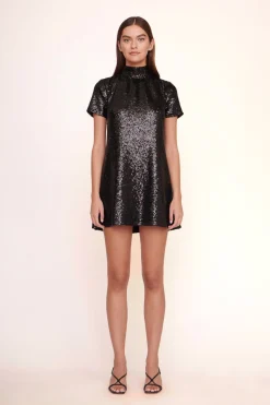 STAUD MINI ILANA DRESS   SEQUINS BLACK Sale