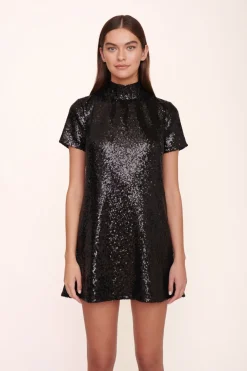 STAUD MINI ILANA DRESS   SEQUINS BLACK Sale