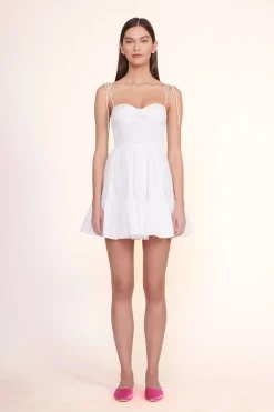 STAUD MINI LANDRY DRESS   WHITE Clearance