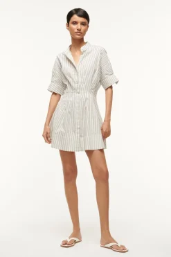 STAUD MINI LORENZA DRESS  IVORY MICRO STRIPE IVORYMICROSTRIPE New