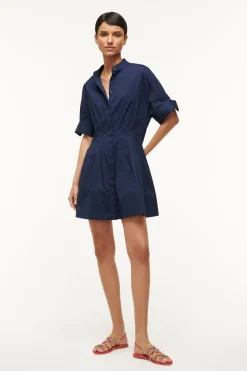 STAUD MINI LORENZA DRESS   NAVY Sale