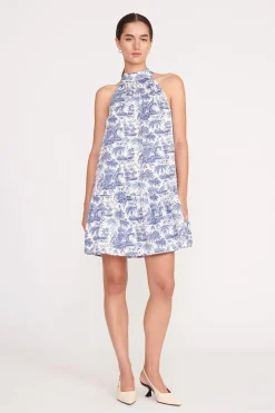 STAUD MINI MARLOWE DRESS BLUE TOILE BLUETOILE Clearance