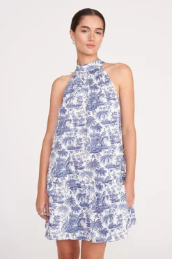 STAUD MINI MARLOWE DRESS  BLUE TOILE BLUETOILE Clearance