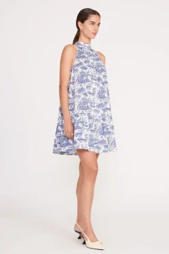 STAUD MINI MARLOWE DRESS  BLUE TOILE BLUETOILE Clearance