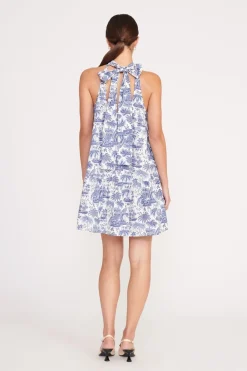 STAUD MINI MARLOWE DRESS  BLUE TOILE BLUETOILE Clearance