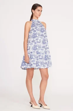 STAUD MINI MARLOWE DRESS  BLUE TOILE BLUETOILE Clearance