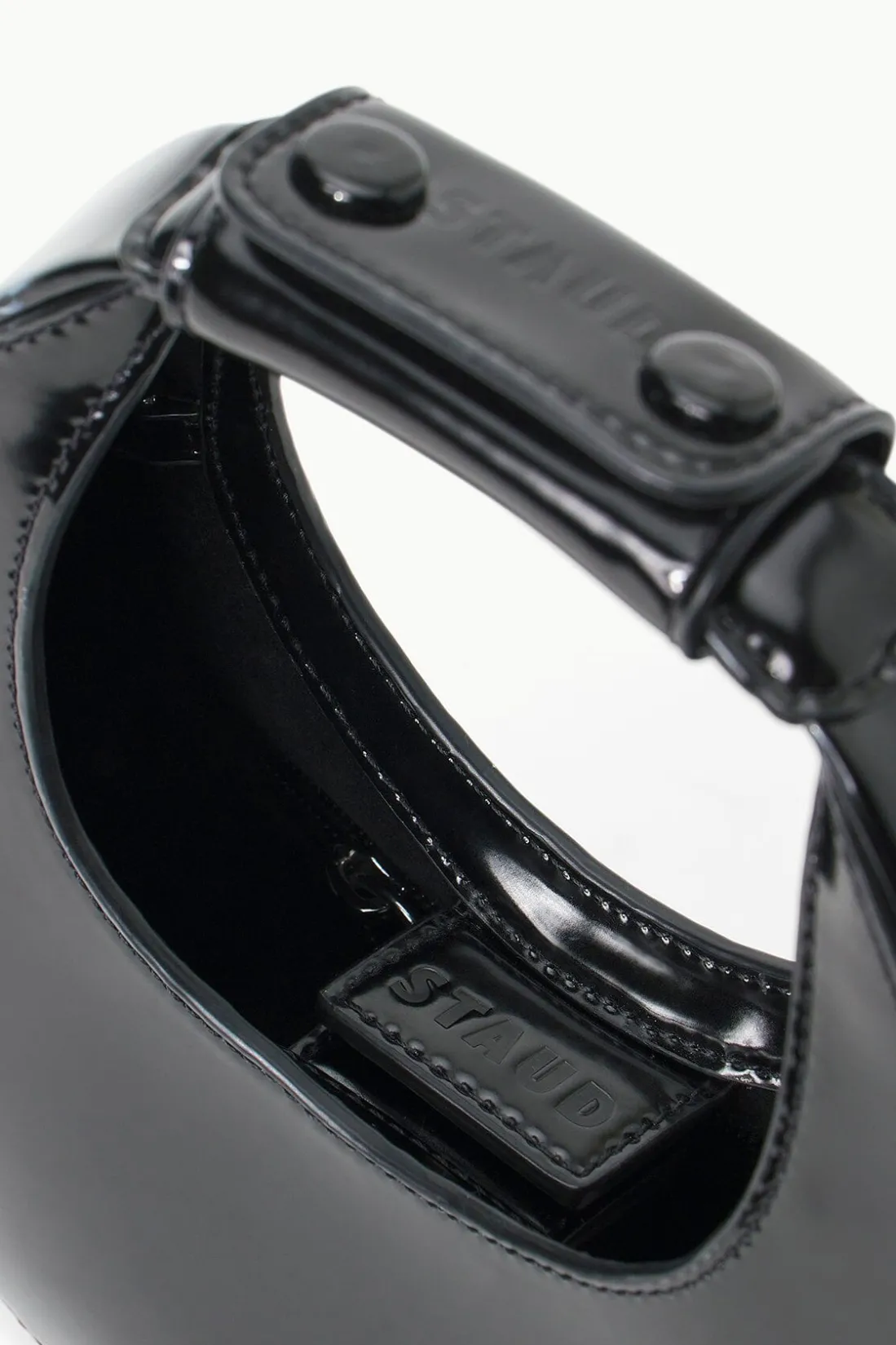 STAUD MINI MOON BAG POLISHED BLACK Sale
