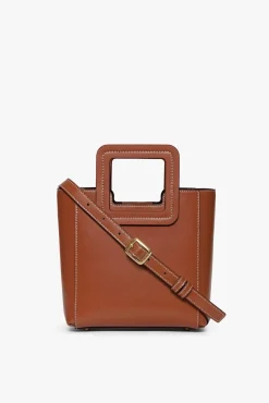 STAUD MINI SHIRLEY LEATHER BAG   SADDLE Outlet