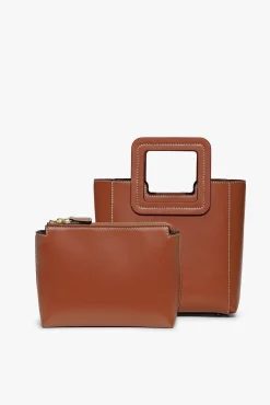 STAUD MINI SHIRLEY LEATHER BAG   SADDLE Outlet