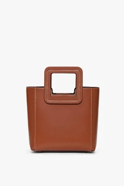 STAUD MINI SHIRLEY LEATHER BAG   SADDLE Outlet