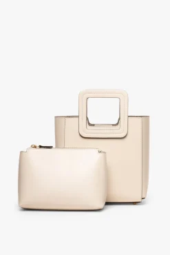 STAUD MINI SHIRLEY LEATHER BAG   CREAM New