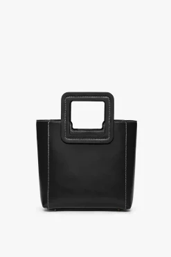 STAUD MINI SHIRLEY LEATHER BAG   BLACK