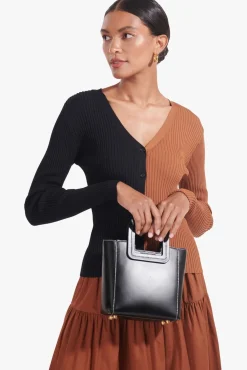 STAUD MINI SHIRLEY LEATHER BAG   BLACK