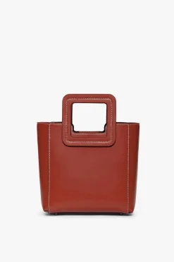 STAUD MINI SHIRLEY LEATHER BAG   COGNAC Discount
