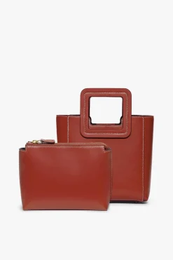 STAUD MINI SHIRLEY LEATHER BAG   COGNAC Discount