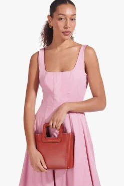 STAUD MINI SHIRLEY LEATHER BAG   COGNAC Discount