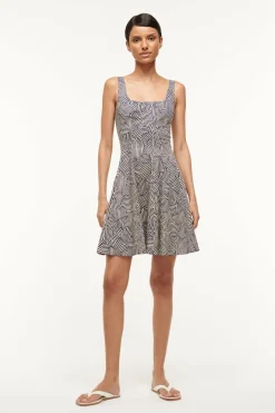 STAUD MINI WELLS DRESS  NAVY MOSAIC NAVYMOSAIC Sale