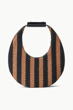 STAUD MOON BAG  BLACK TAN SEASHORE STRIPE BLACKTANSEASHORESTRIPE New