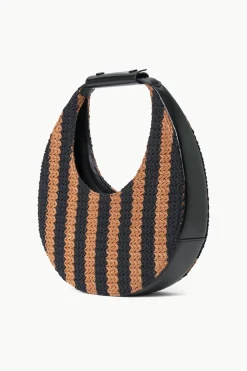 STAUD MOON BAG  BLACK TAN SEASHORE STRIPE BLACKTANSEASHORESTRIPE New