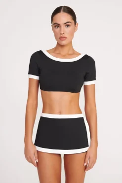 STAUD NELL SWIM SKIRT BLACK WHITE BLACKWHITE Sale