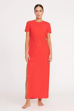 STAUD OTTILIE DRESS  RED ROSE REDROSE