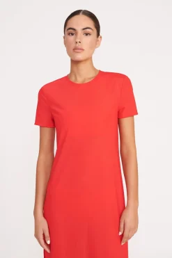 STAUD OTTILIE DRESS  RED ROSE REDROSE