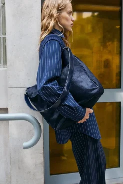 STAUD PERRY BAG   HAIRCALF NAVY Sale