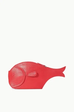 STAUD PESCE LEATHER CLUTCH  RED ROSE REDROSE Discount