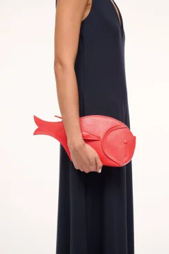 STAUD PESCE LEATHER CLUTCH  RED ROSE REDROSE Discount