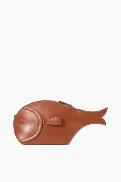 STAUD PESCE LEATHER CLUTCH   TAN Outlet