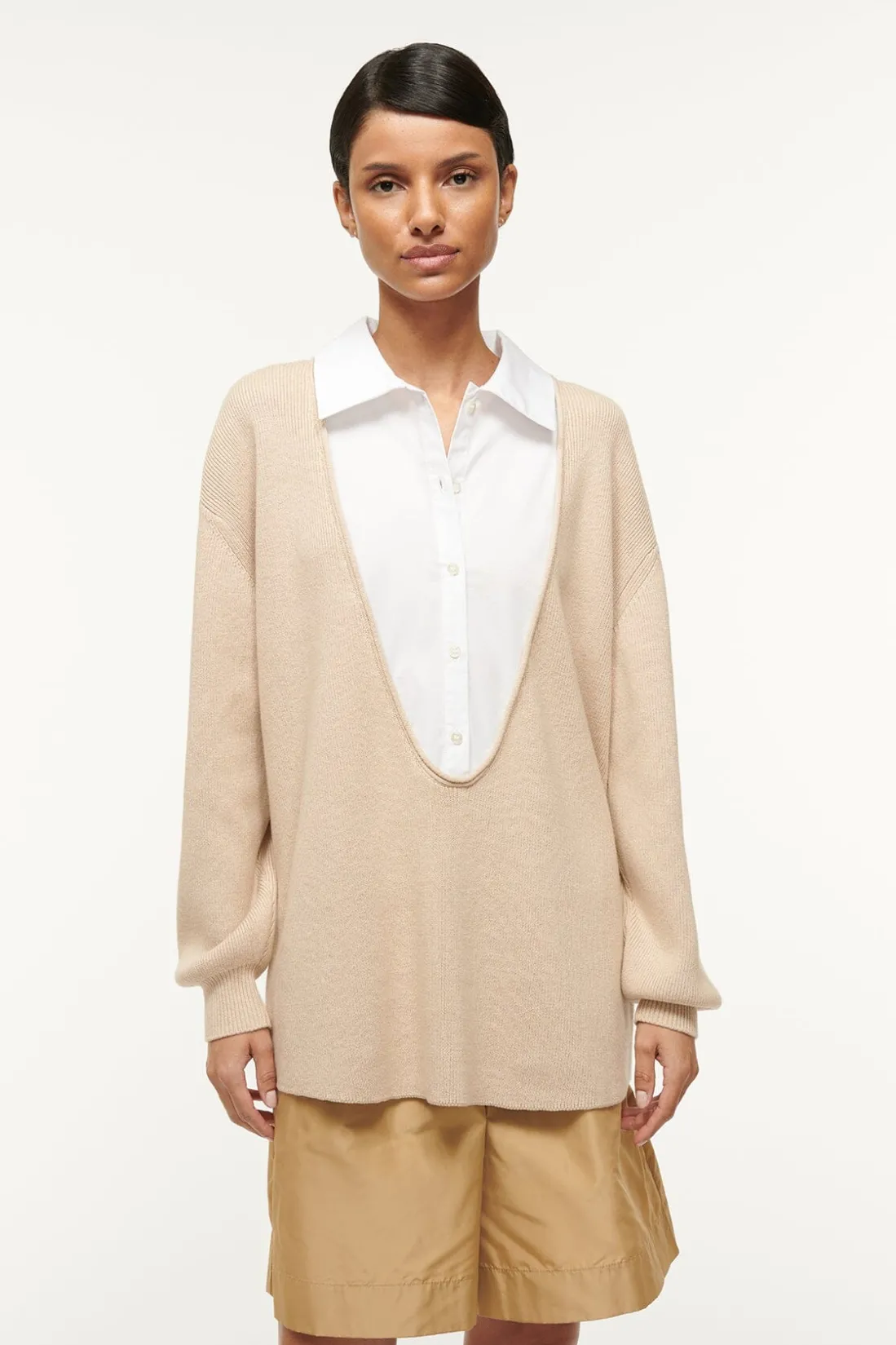 STAUD PIETRO SWEATER CAMEL WHITE CAMELWHITE Best
